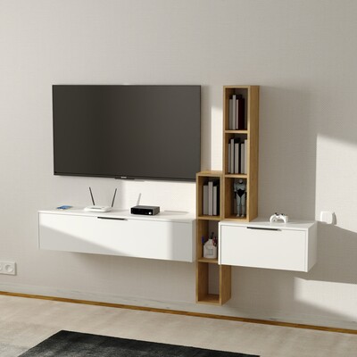 Тумба под ТВ Lego белый дуб