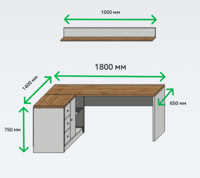 Угловой стол King белый дуб