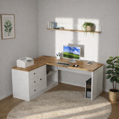 Угловой стол King белый дуб